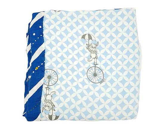 GROW Muslin Bamboo Blanket - Blue Fantasy Circus Vintage