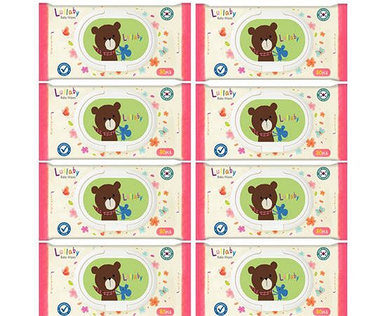 LULLABY cream baby wipes 8 Pack
