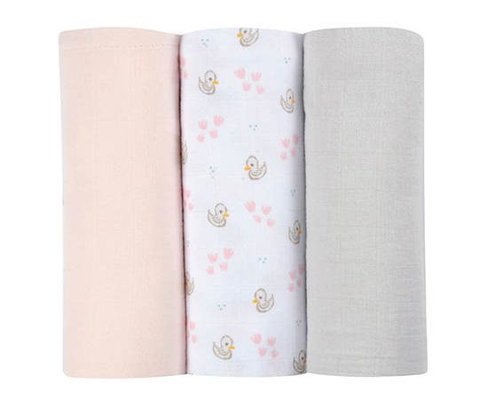 BEABA Pack of 3  Muslins Organic Cotton - Swan Pink