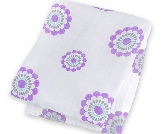 LULUJO Bamboo Muslin Swaddle - Lavender Medallion