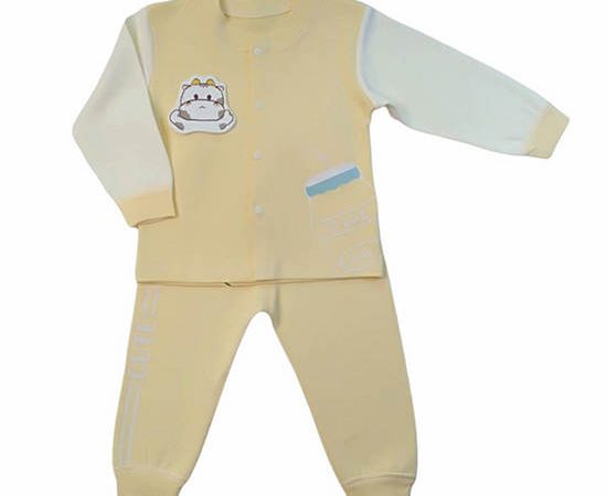 BABY STONE Yellow Baby two pieces set,long sleeve cotton100%