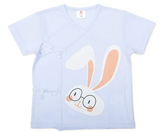 AUKA Infant Short-sleeved Wrapper Vest,Boy, Big Rabbit,Blue.