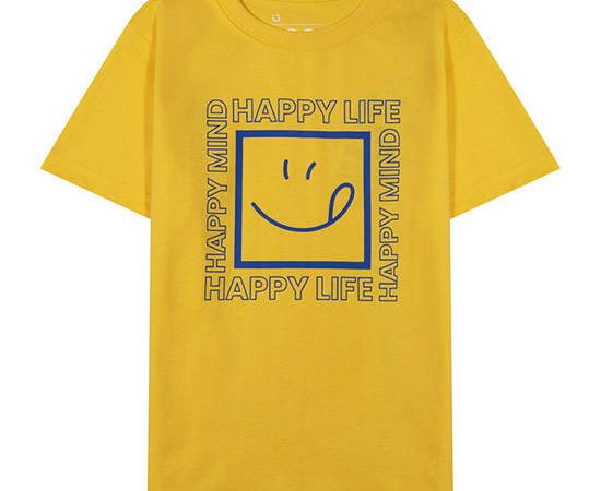 GIORDANO Junior Jersey Crew Neck Regular Fit Printed Tee Maize [Yellow]