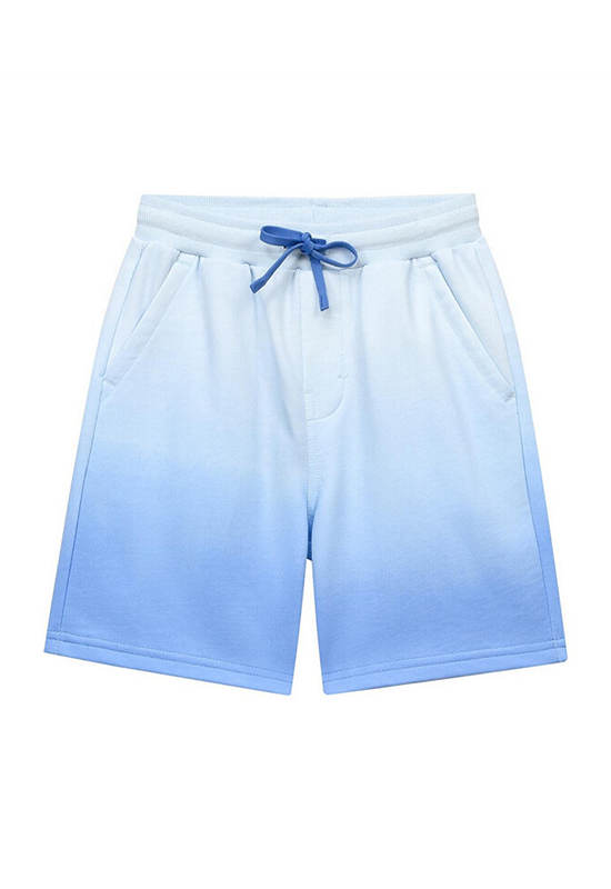 GIORDANO Junior's French Terry Comfort Fit Elastic Waist Shorts Light Blue x Blue Dip Dyed