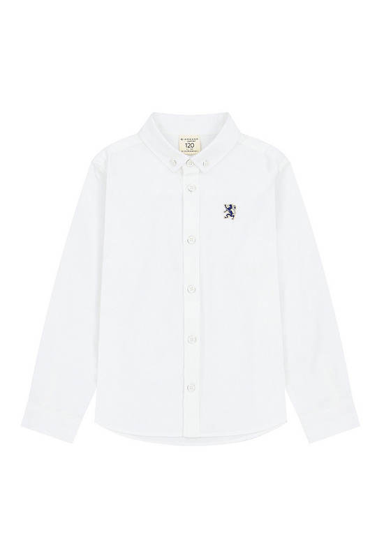 GIORDANO Boy's Oxford Embroidery Long Sleeve Shirt White