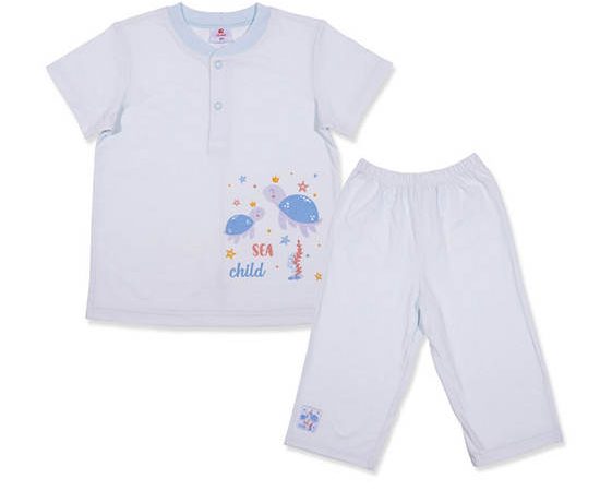 AUKA Blue ,Short sleeve shirt + trousers, kids set,Auka under the sea