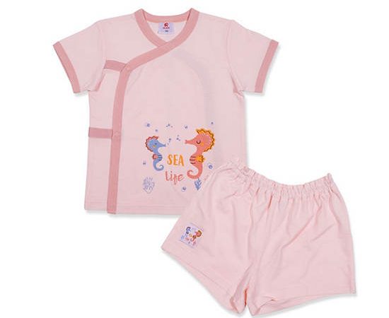 AUKA Pink,newborn baby  short sleeve set,Auka under the sea