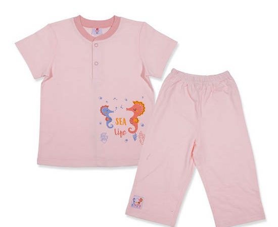 AUKA Pink ,Short sleeve shirt + trousers, kids set,Auka under the sea