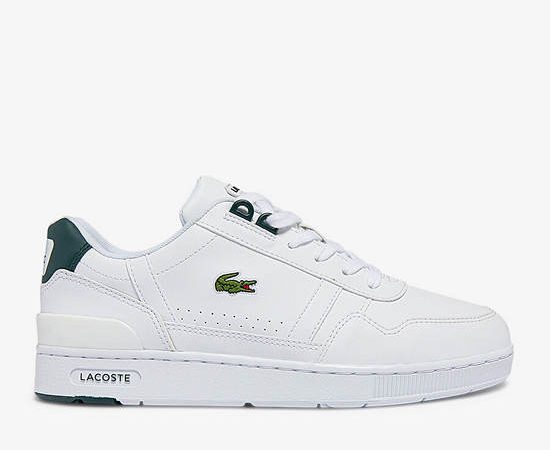 LACOSTE White Juniors’ T-Clip Synthetic Trainers