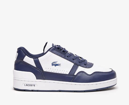LACOSTE White Juniors’ T-Clip Synthetic Trainers
