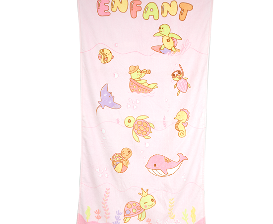 ENFANT Towel Turtle pattern size 15x30 inches Pink