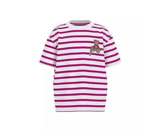 GUESS KIDS GIRL Striped T-shirt with logo - Pink