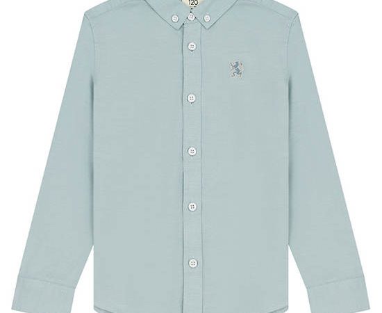 GIORDANO Boy's Long Sleeve Embroidery Oxford Shirt Green