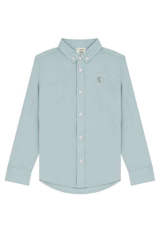 GIORDANO Boy's Long Sleeve Embroidery Oxford Shirt Green