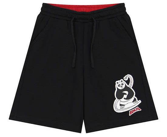 GIORDANO Boy's Relax French Terry Drawstring Shorts (Kung Fu Panda) Black