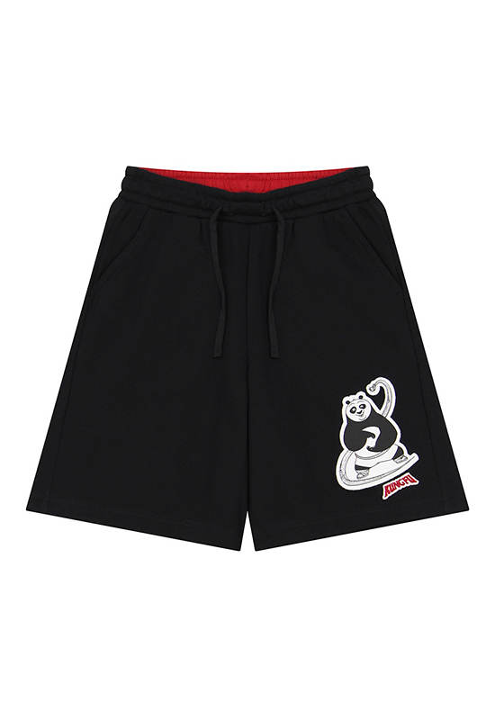 GIORDANO Boy's Relax French Terry Drawstring Shorts (Kung Fu Panda) Black