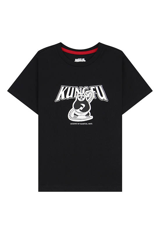 GIORDANO Boy's Regular Jersey Printed Tee (Kung Fu Panda) Black
