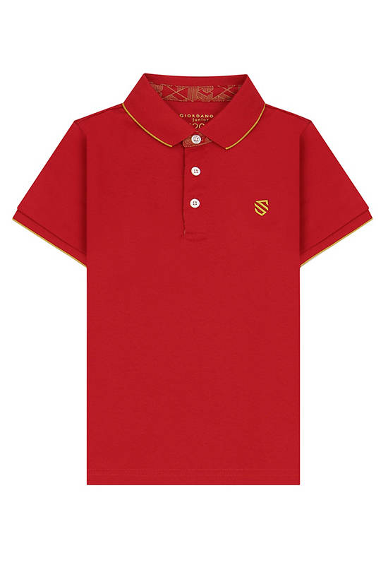 GIORDANO Boy's Slim Liquid Touch Embroidery Polo (Supremacy) Haute Red