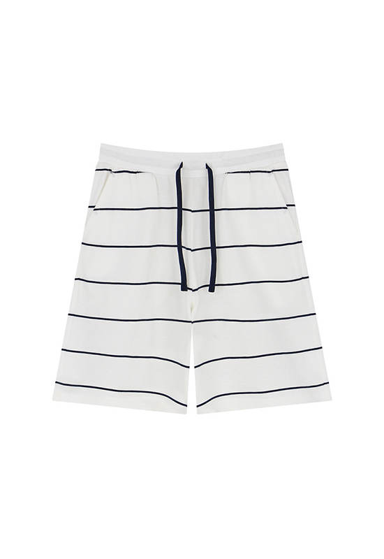 GIORDANO Boy's Relaxed Stripe Shorts White x Navy