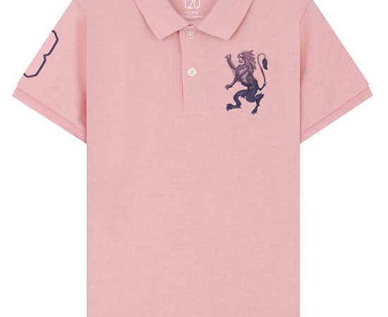 GIORDANO Boy's Slim Pique Embroidery Bold Polo (3D Lion) Melange rose tan