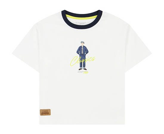 GIORDANO Boy's Relaxed Jersey Printed Tee (Blue Classics)  Snow White
