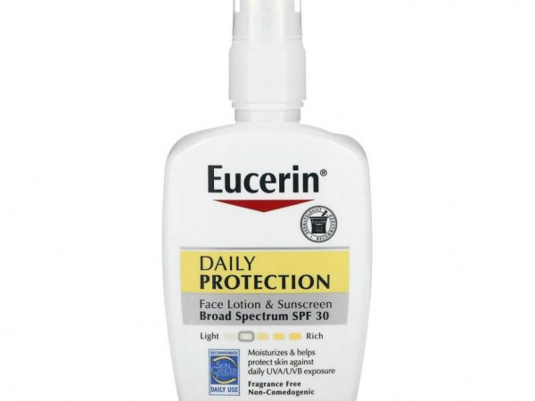 Eucerin, ежедневный солнцезащитный лосьон для лица, SPF 30, без отдушки, 118 мл (4 жидк. унции)
