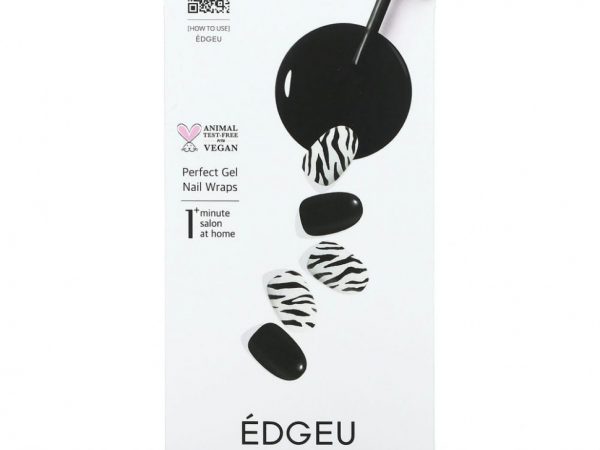 Edgeu, Гелевые обертывания для ногтей Perfect, ENA918, Zebra Neon Glow, набор из 16 полосок