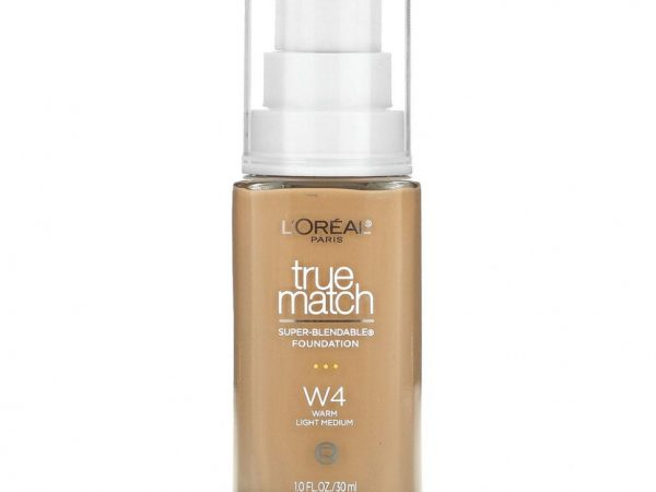 L'Oréal, True Match, супер-смешиваемая тональная основа, теплая и легкая тональная основа W4, 30 мл (1 жидк. Унция)