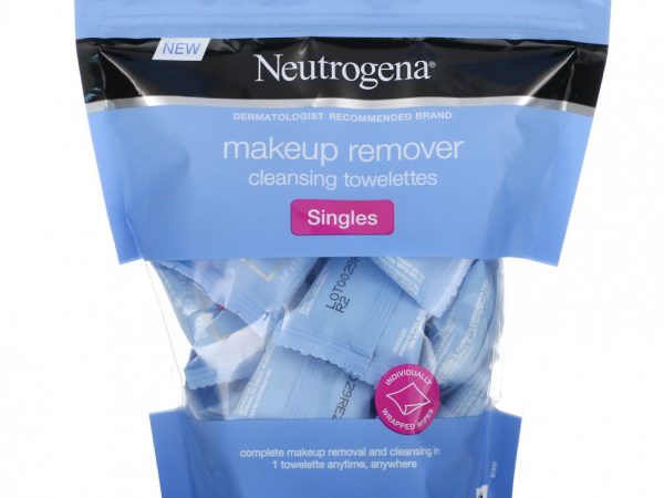 Neutrogena, очищающие салфетки для снятия макияжа, одиночные, 20 влажных салфеток