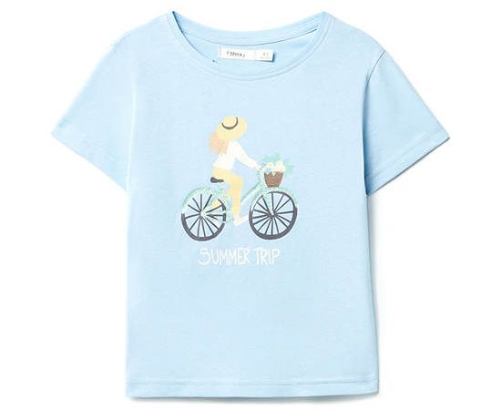 SFERA KIDS Girl Toddler T-Shirt Short Sleeves Bike Printed Light Blue