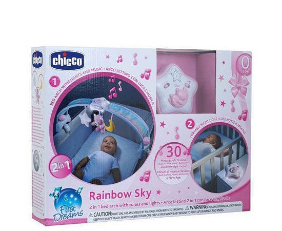 CHICCO Baby Mobile First Dreams Rainbow Sky 2 in 1 Rosa