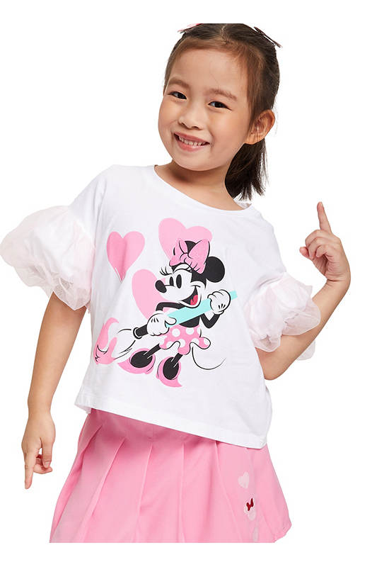 FOF KIDS Girl T-Shirt Disney Minnie Mouse Printed White