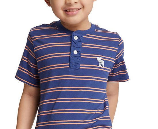 DeFry 01 Boy T-Shirt Short Sleeves Henley Stirped