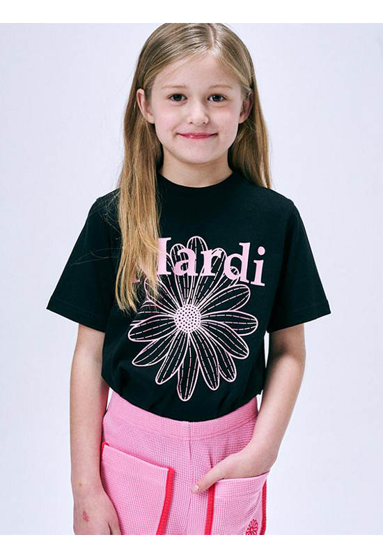 MARDI MERCREDI LES PETITS T-Shirt Flower Mardi Black Pink