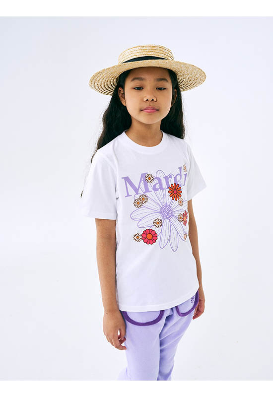 MARDI MERCREDI LES PETITS Tshirt Flowermardi Blossom White Lavender