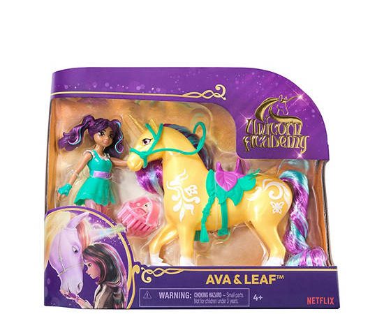 UNICORN ACADEMY Small Doll and Unicorn Toy Set Ava & Leaf Green