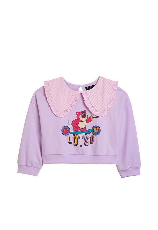 FOF KIDS Girl Sweater Decorated Collar Disney Pixar Purple