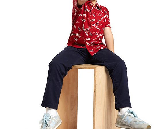 DeFry 01 Boy Shirt Collar Short Sleeves Red
