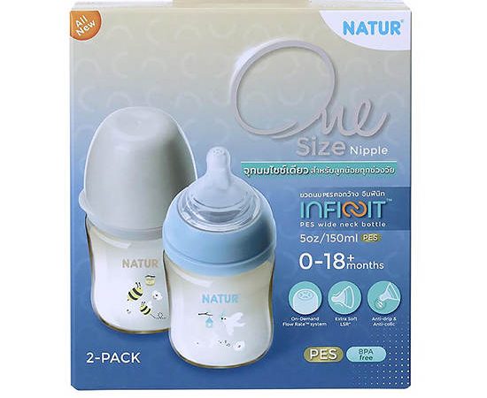NATUR Feeding Bottle Infinit PES 5 oz Pack 2 Multi-Color