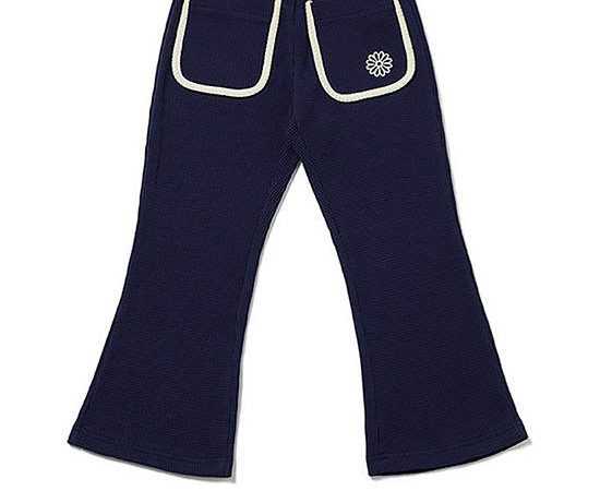 MARDI MERCREDI LES PETITS Kids Waffle Flare Pants Navy Cream