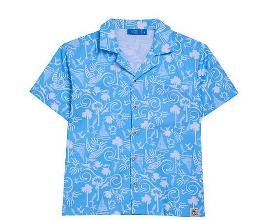FOF KIDS Boy Shirt Short Sleeeves Collar Neck Light Blue