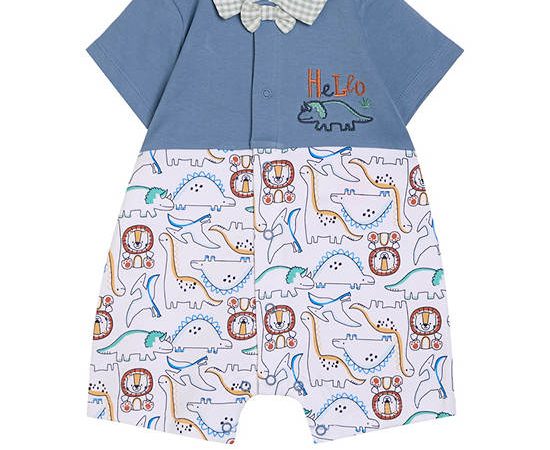 Angel Baby Boy Toddler Romper Short Sleeves Dark Blue