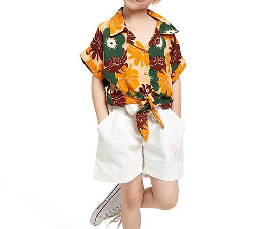FOF KIDS Boy Hawaii Shirt Short Sleeves Print Orange
