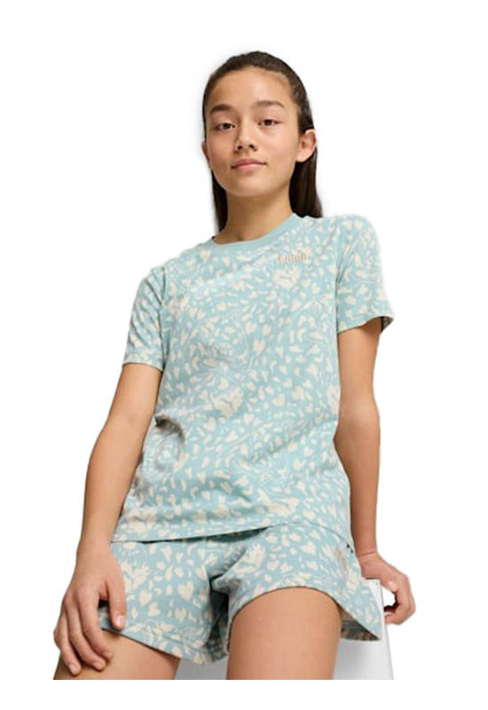 PUMA KIDS Girl Tee Youth Flaming Love All-Over Print Modern Mint