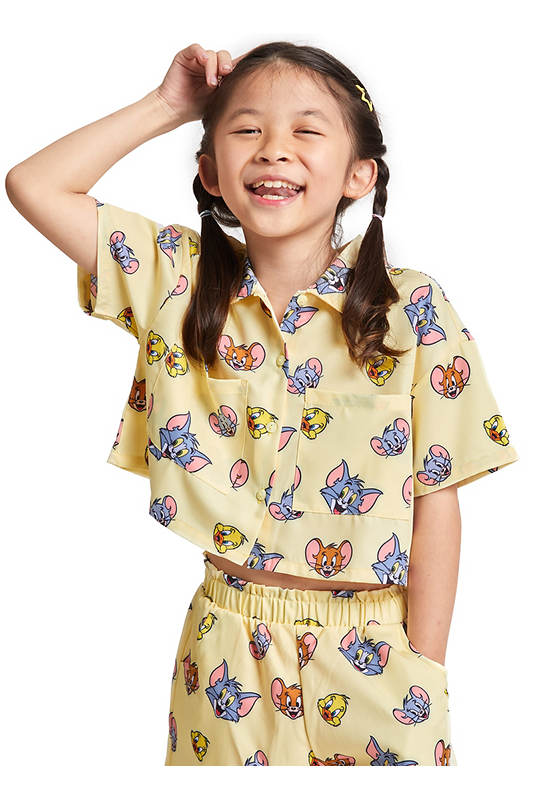 FOF KIDS Girl Shirt Short Sleeves Tom & Jerry Yellow