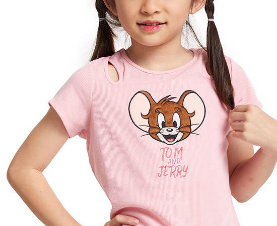 FOF KIDS Girl T-Shirt Short Sleeves Tom & Jerry Pink
