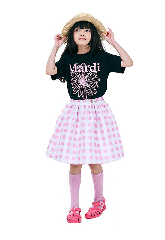 MARDI MERCREDI LES PETITS Kids Tshirt Flowermardi Black Pink