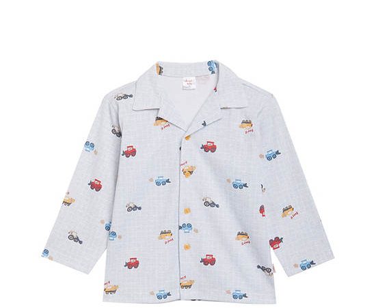 Angel Baby Boy Toddler Pyjamas Shirt Long Sleeves Print Truck Grey