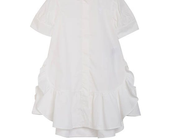 EMPORIO ARMANI Girl Dress Short Sleeves Collar Neck SS25 Off White
