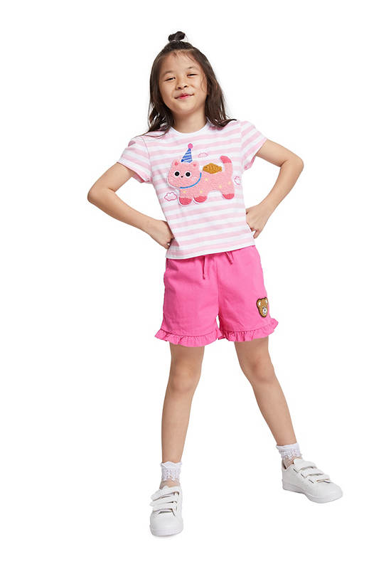 FOF KIDS Girl Shorts Bear Print Pink